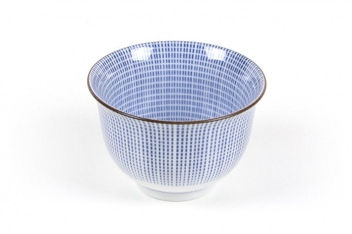 Japanische Teetasse weiß mit blauen Streifen