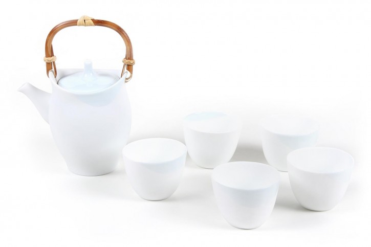 Japanisches Tee-Set weiß, 6 teilig