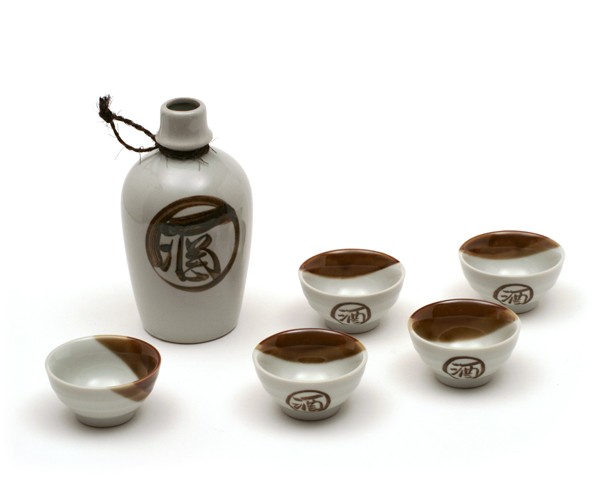 Sake Set weiß braun