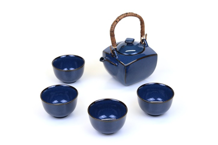 Japanisches Tee-Set blau, 5 teilig