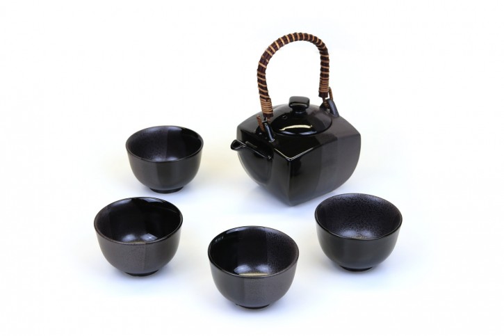 Japanisches Tee-Set schwarz, 5 teilig