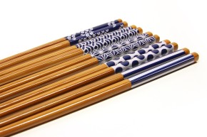 Essstäbchen-Set aus Bambus, blau