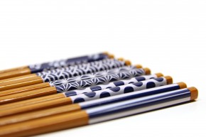 Essstäbchen-Set aus Bambus, blau