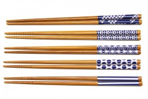 Essstäbchen-Set aus Bambus, blau